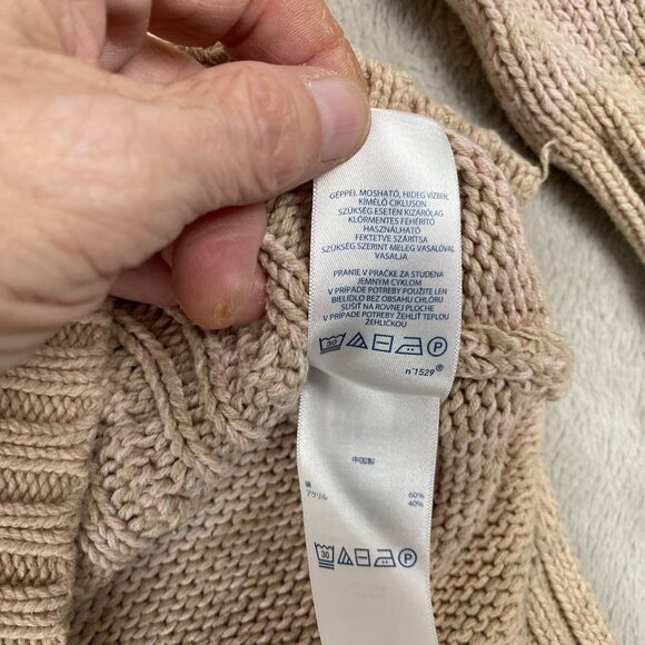 Chaps Women's Cable Knit Sweater M Beige Striped Cotton Blend - Picture 7 of 12